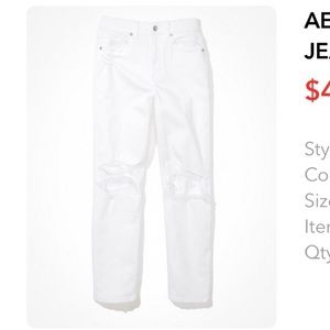 AE RIPPED MOM STRAIGHT JEANS High Rise size 2 Long